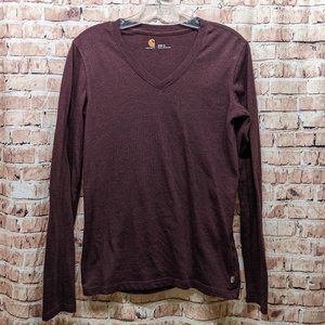 Carhartt Long Sleeve T-shirt V-Neck Size XS (0-2)